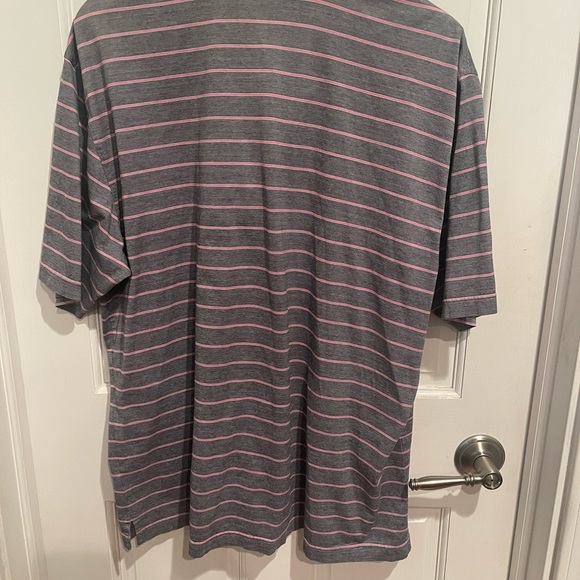 Bobby Jones Mens L Gray and Pink Polo Shirt with Classic Stripes. 100% cotton. - Picture 4 of 4